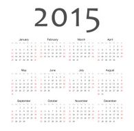 Simple european 2015 year vector calendar N8
