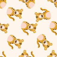 Chinese Zodiac tiger cartoon seamless pattern background