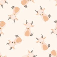 Chinese Zodiac goat cartoon seamless pattern background