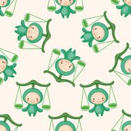 Constellation Libra cartoon seamless pattern background