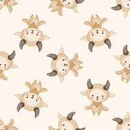 Constellation Aries cartoon seamless pattern background