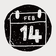 calendar valentine&#039;s day doodle drawing N3