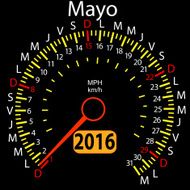 year calendar speedometer car in Spanish May Vector illus