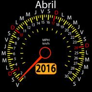 year calendar speedometer car in Spanish April Vector ill