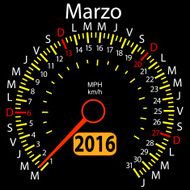 year calendar speedometer car in Spanish March Vector ill