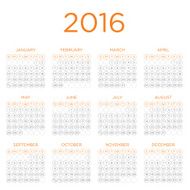 Calendar 2016 Vector Template N2