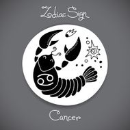 Cancer zodiac sign of horoscope circle emblem in cartoon style