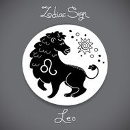 Leo zodiac sign of horoscope circle emblem in cartoon style