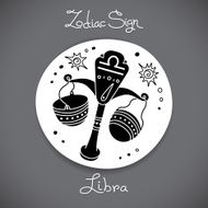 Libra zodiac sign of horoscope circle emblem in cartoon style