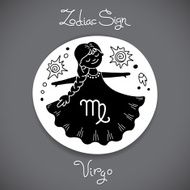 Virgo zodiac sign of horoscope circle emblem in cartoon style