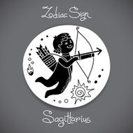 Sagittarius zodiac sign of horoscope circle emblem in cartoon style