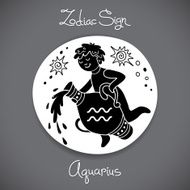 Aquarius zodiac sign of horoscope circle emblem in cartoon style