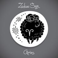 Aries zodiac sign of horoscope circle emblem in cartoon style