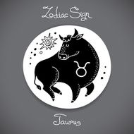 Taurus zodiac sign of horoscope circle emblem in cartoon style