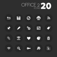 Thin office 2 icons on dark gray