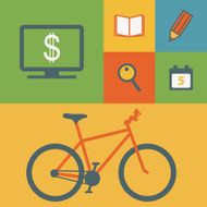 Business icons and bicycle