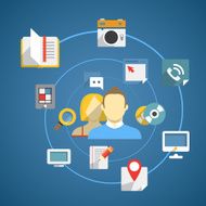 Flat design modern web media network concept