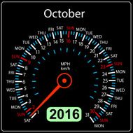 year calendar speedometer car October