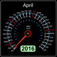 year calendar speedometer car April