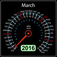 year calendar speedometer car March