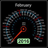 year calendar speedometer car February