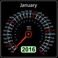 year calendar speedometer car January