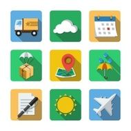 Nine different icons in a flat style