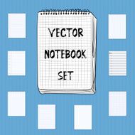 Vector Notebook Notepad Set Include realistic hand drawn musi