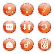 SEO Internet Sign Orange Vector Button Icon Design Set 6 N4