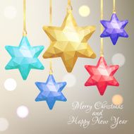 New Year&#039;s geometrical background with tree decorations Vector