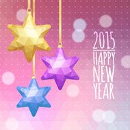 New Year&#039;s geometrical background with tree decorations Vector N2