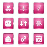 SEO Internet Sign Square Vector Pink Icon Design Set 6 N5