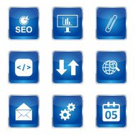 SEO Internet Sign Square Vector Blue Icon Design Set 6 N4