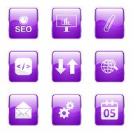 SEO Internet Sign Square Vector Violet Icon Design Set 6 N6