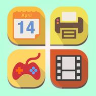 Calendar printer game and film icon Vector EPS10