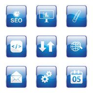 SEO Internet Sign Square Vector Blue Icon Design Set 6 N5