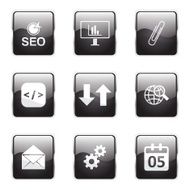 SEO Internet Sign Square Vector Black Icon Design Set 6 N6