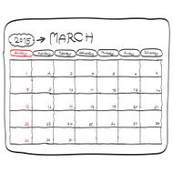 march 2015 planning calendar doodles hand drawn