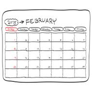 february 2015 planning calendar doodles hand drawn N2