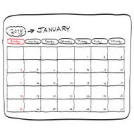 january 2015 planning calendar doodles hand drawn N2