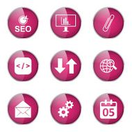 SEO Internet Sign Pink Vector Button Icon Design Set 6 N6
