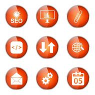 SEO Internet Sign Orange Vector Button Icon Design Set 6 N5