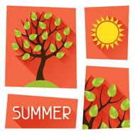 Seasonal illustration with summer tree in flat style N5