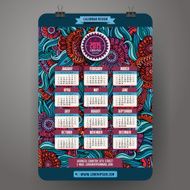 Doodles cartoon floral Calendar 2015 N3