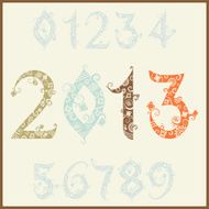 New year two thousand and thirteen Set of stylized numbers