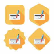bill check flat icon with long shadow eps10 N20