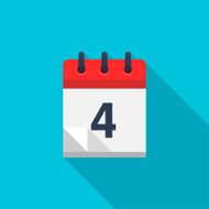Flat calendar icon Date and time background Number 4