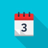 Flat calendar icon Date and time background Number 3