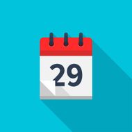Flat calendar icon Date and time background Number 29