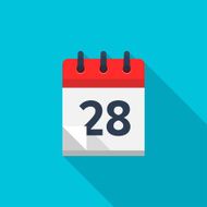Flat calendar icon Date and time background Number 28